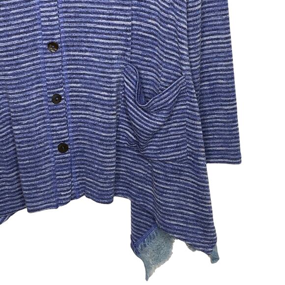 Logo by Lori Goldstein Womens Size Medium Blue Space Dye Button Front Cardigan - Picture 5 of 10